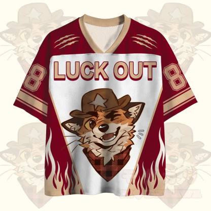 MODAKAWA X atka LUCK OUT Wink Fox Number Graphic Vintage Mesh Jersey T-Shirt - image 2