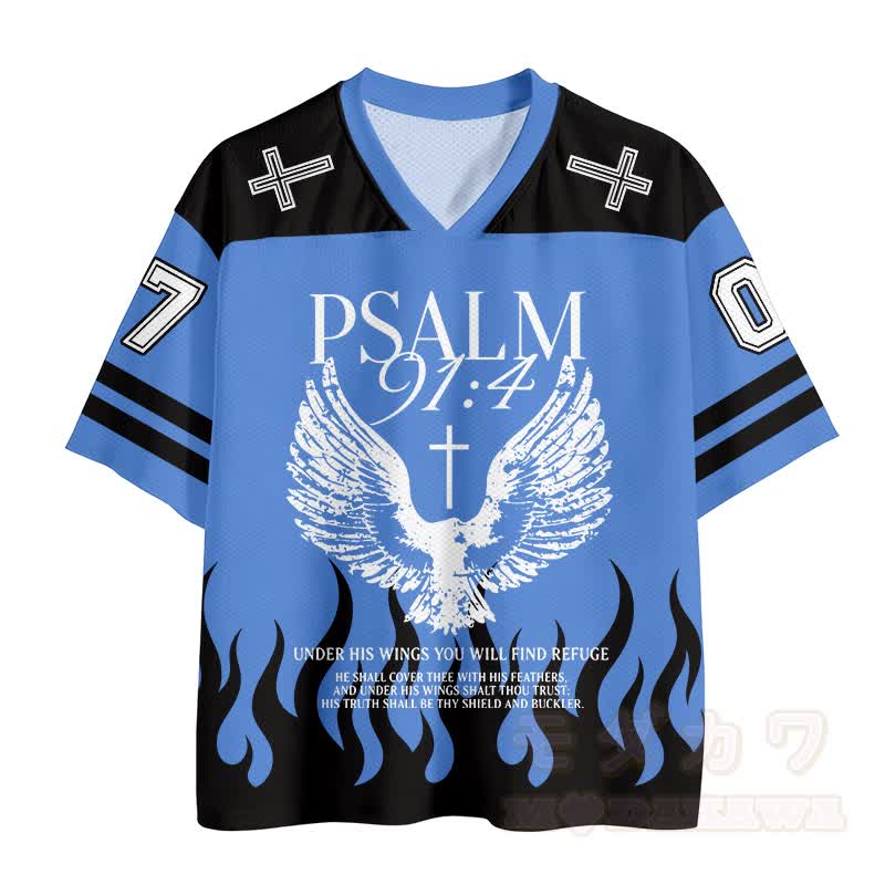 PSALM Flügelkreuz Nummer Grafik Vintage Mesh Jersey T-Shirt - image 2