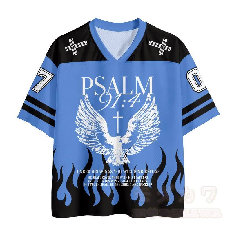 PSALM Flügelkreuz Nummer Grafik Vintage Mesh Jersey T-Shirt - image 2