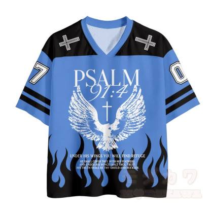 PSALM Flügelkreuz Nummer Grafik Vintage Mesh Jersey T-Shirt - image 2