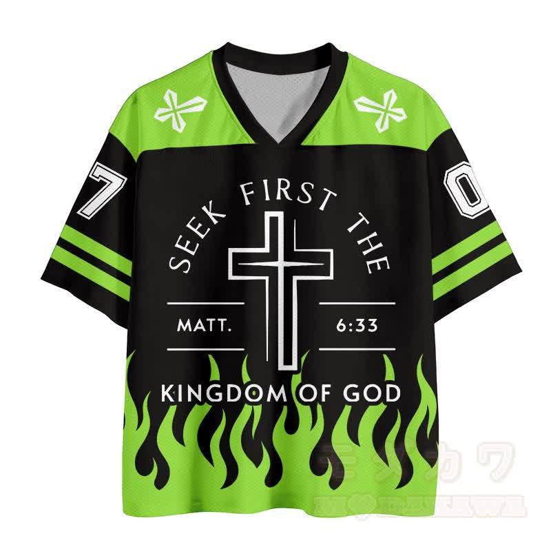 KINGDOM OF GOD Kreuzzahlen-Grafik Vintage Mesh Jersey T-Shirt - image 2