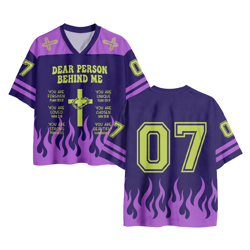 LIEBE PERSON HINTER MIR Kreuzfeuernummer Grafik Vintage Mesh Jersey T-Shirt - Purple - 4XL - image 1