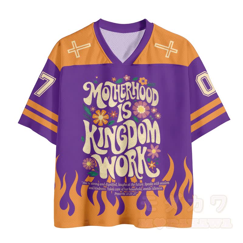 MUTTERSCHAFT IST KÖNIGREICHSARBEIT Cross Fire Nummer Grafik Vintage Mesh Jersey T-Shirt - image 2