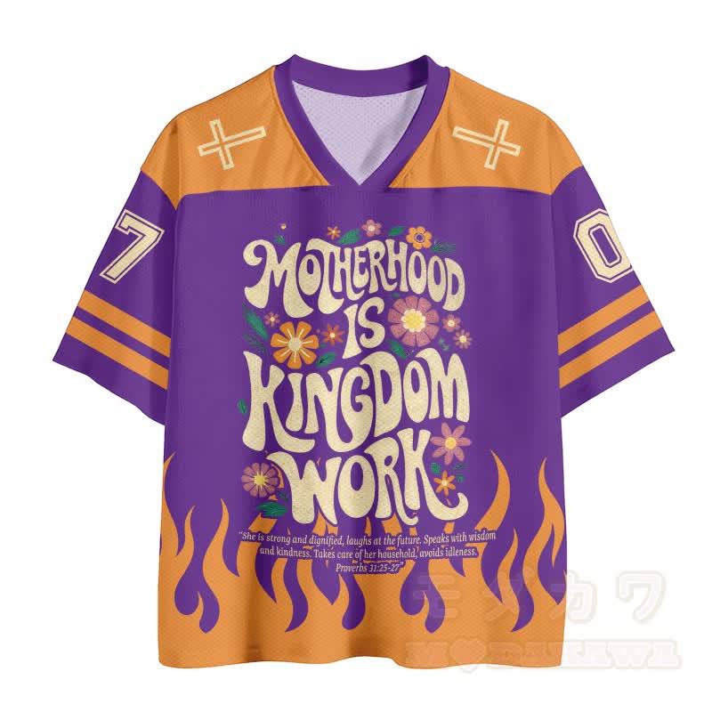 MUTTERSCHAFT IST KÖNIGREICHSARBEIT Cross Fire Nummer Grafik Vintage Mesh Jersey T-Shirt - image 2