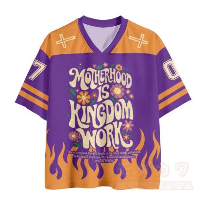 MUTTERSCHAFT IST KÖNIGREICHSARBEIT Cross Fire Nummer Grafik Vintage Mesh Jersey T-Shirt - image 2