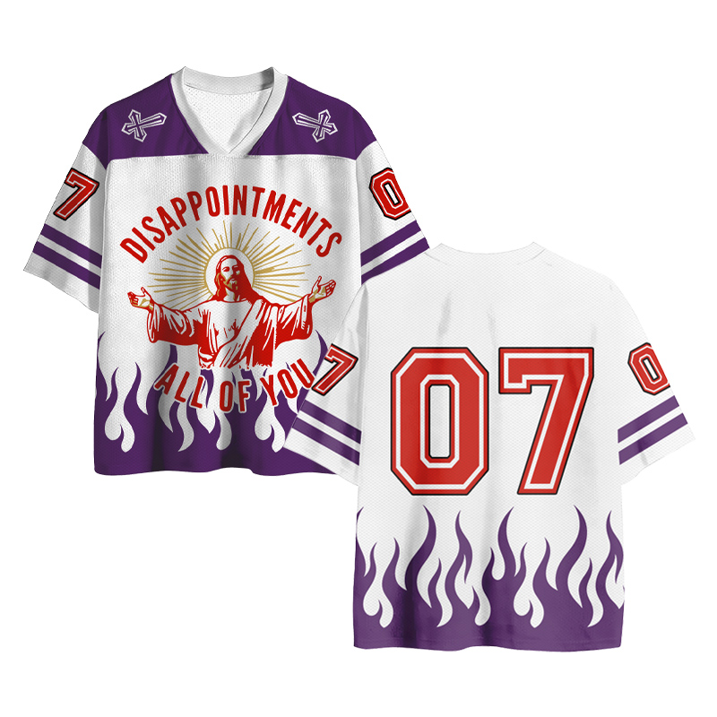 Enttäuschungen euch allen! Fire Cross Number Graphic Vintage Mesh Jersey T-Shirt - image 1