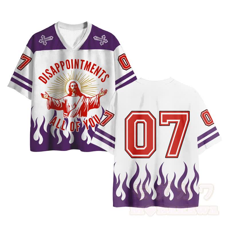 Enttäuschungen euch allen! Fire Cross Number Graphic Vintage Mesh Jersey T-Shirt - image 1