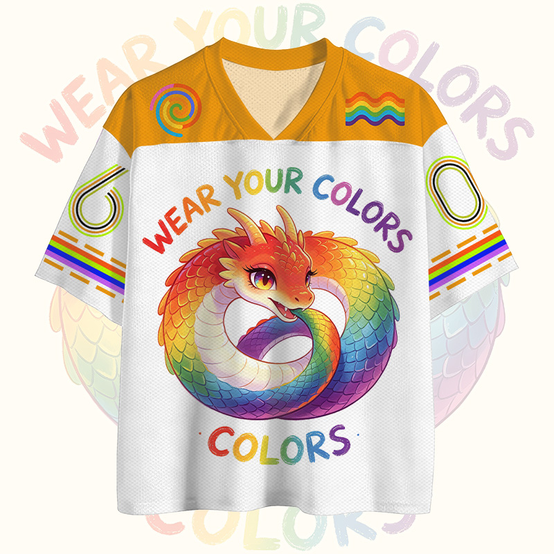 Zeig deine Farben! Regenbogen-Drachen-Nummerngrafik Vintage-Mesh-Jersey-T-Shirt - image 1