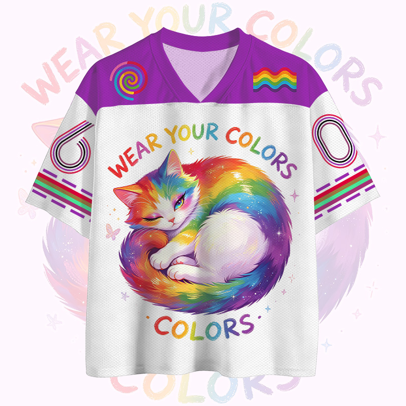 Zeig deine Farben! Regenbogenkatzen-Zahlen-Grafik Vintage Mesh Jersey T-Shirt - image 1