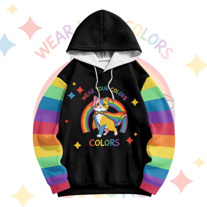 Zeig deine Farben! Modakawa Pullover-Hoodie mit Regenbogen-Cape-Katzenmotiv - image 1