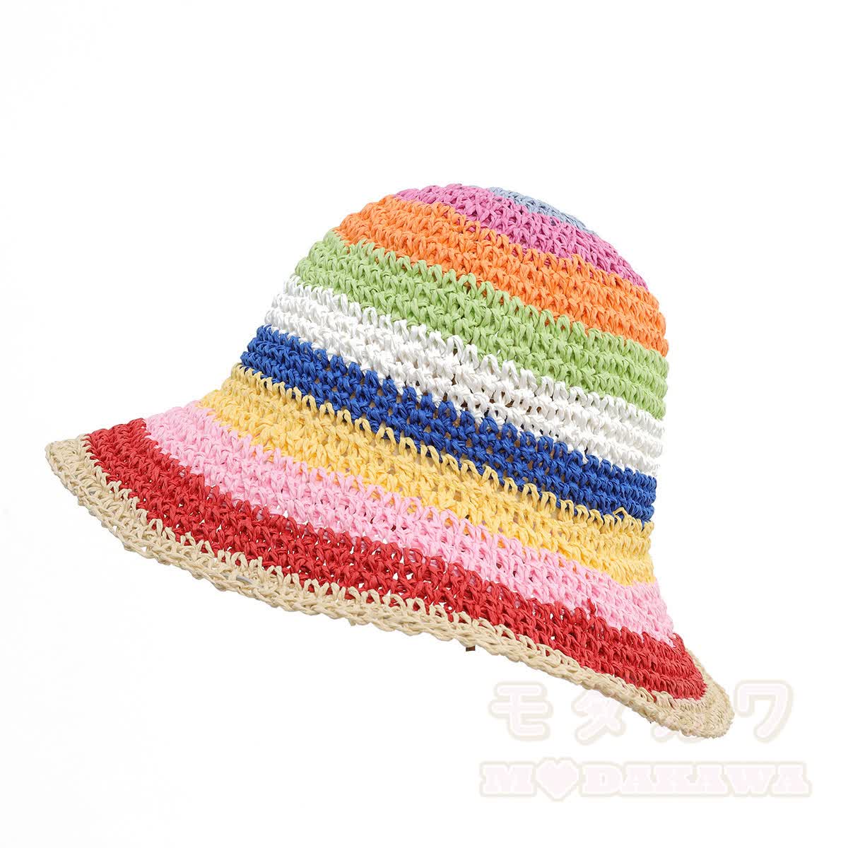 Strohhut, gewebt, Strandurlaub, Regenbogen-Sonnenhut - Mehrfarbig B - One Size - image 3