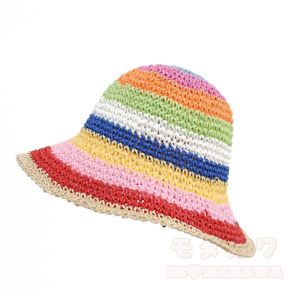 Strohhut, gewebt, Strandurlaub, Regenbogen-Sonnenhut - Mehrfarbig B - One Size - image 3
