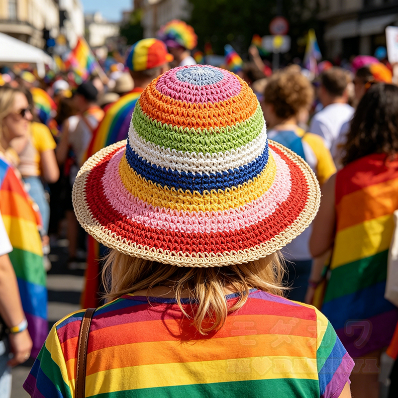 Strohhut, gewebt, Strandurlaub, Regenbogen-Sonnenhut - image 1