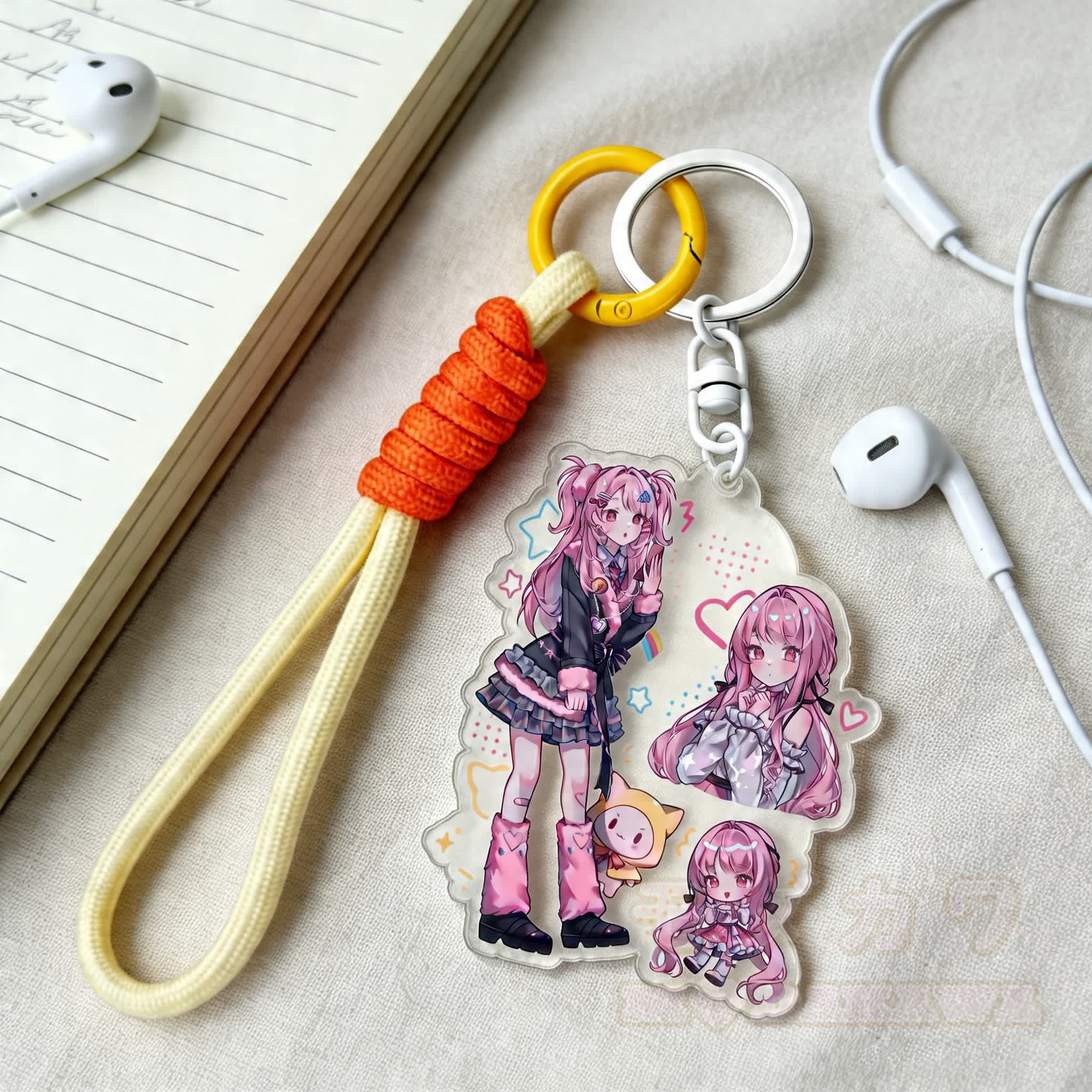 MODAKAWA X emiroll Pinker Anime-Mädchen-Schlüsselanhänger als Geburtstagsgeschenk - Mehrfarbig - image 1