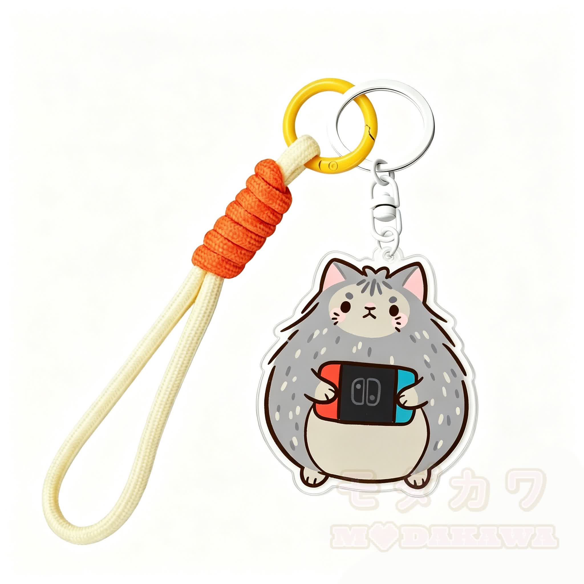 MODAKAWA X jessthechen Niedlicher Gamer-Katzen-Schlüsselanhänger Geburtstagsgeschenk - Mehrfarbig - image 1