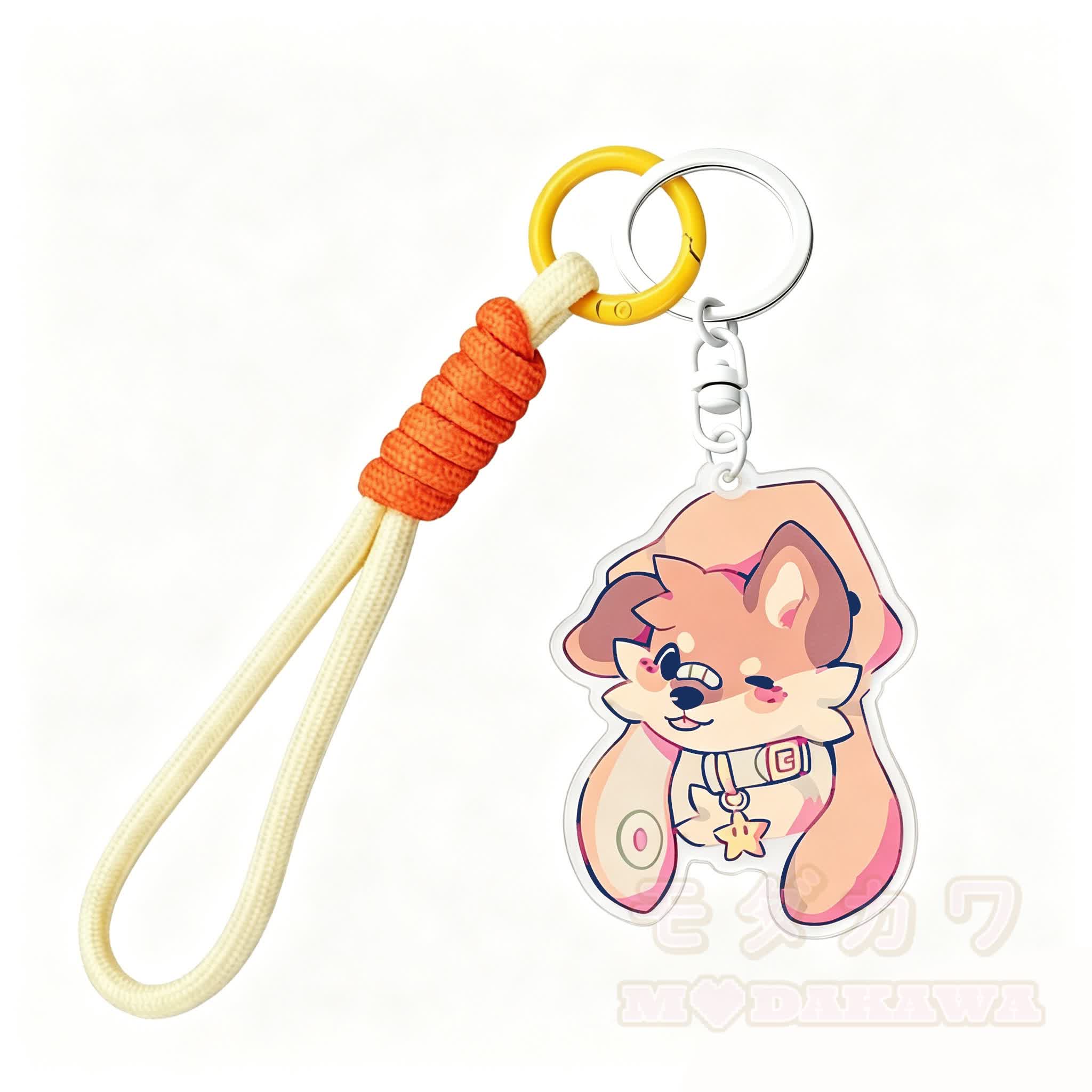 MODAKAWA X popipeko Lustiger Welpen-Schlüsselanhänger Geburtstagsgeschenk - Orange & Gelb - image 1