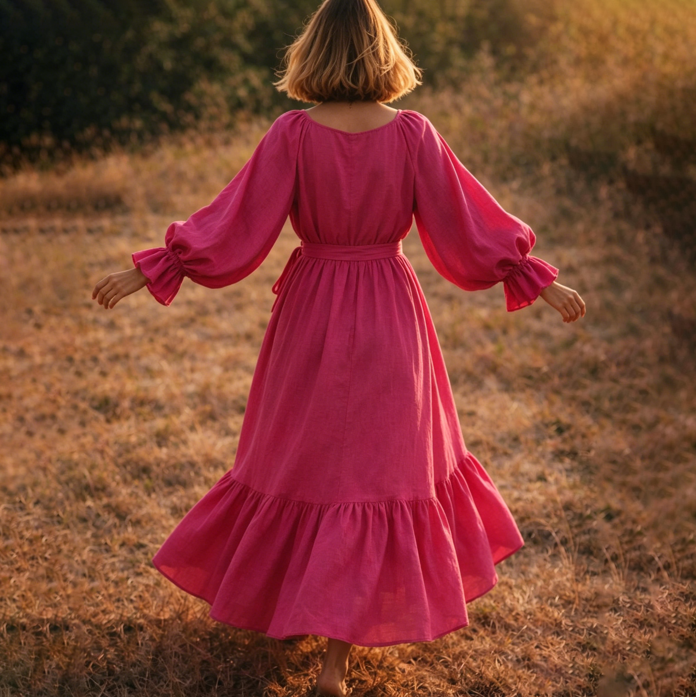 Maxikleid mit V-Ausschnitt und langen Ärmeln - image 2