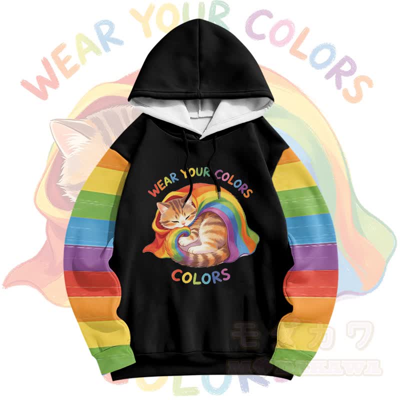 Zeig deine Farben! Modakawa Pullover-Hoodie mit Regenbogenkatzen-Motiv - image 2
