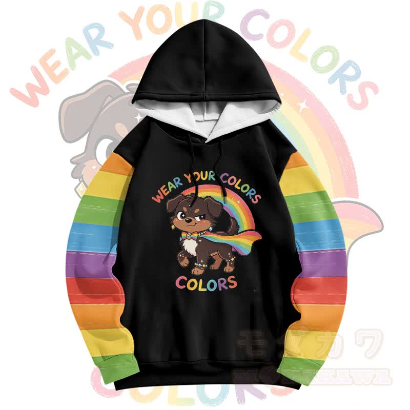 Zeig deine Farben! Modakawa Pullover-Hoodie mit Regenbogenwelpen-Motiv - image 2