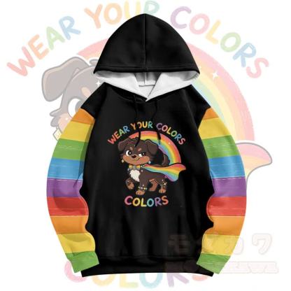 Zeig deine Farben! Modakawa Pullover-Hoodie mit Regenbogenwelpen-Motiv - image 2