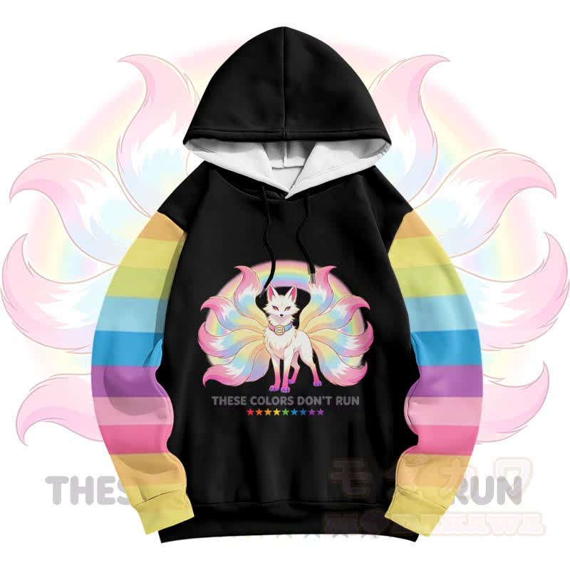 DIESE FARBEN VERLAUFEN NICHT. Modakawa Pullover-Hoodie mit Neunschwänzigem Fuchs-Motiv. - image 2