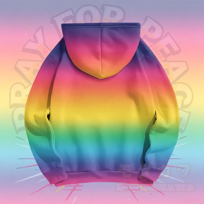 BETE FÜR DEN FRIEDEN Modakawa Pullover Hoodie mit Regenbogen-Tauben-Motiv - image 2