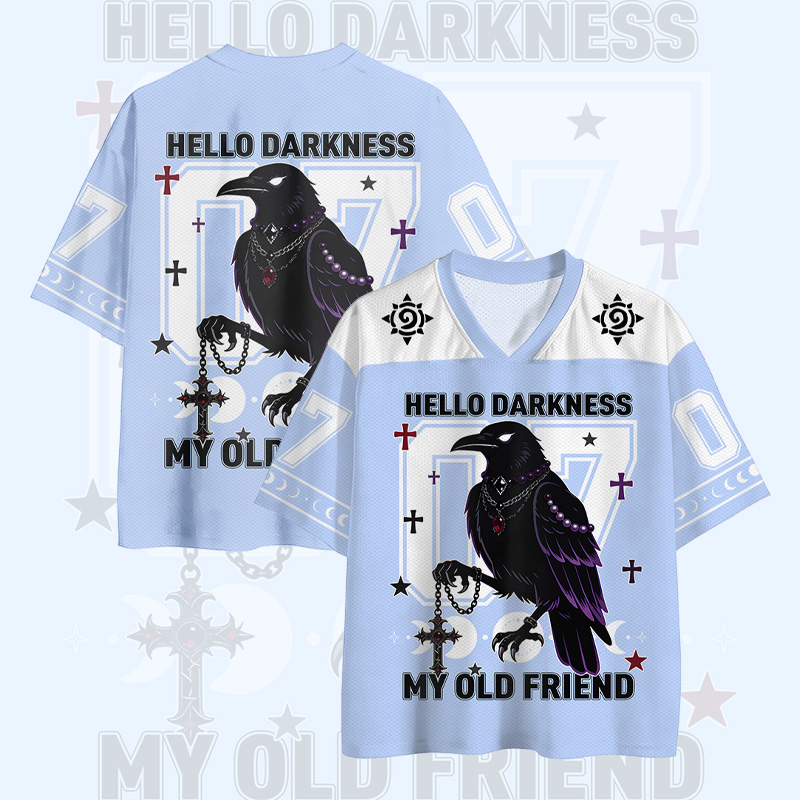 Hallo Dunkelheit, mein alter Freund, Raven Number Graphic Vintage Mesh Jersey T-Shirt - Blue - 4XL - image 1