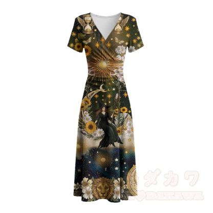Modakawa Maxikleid mit V-Ausschnitt und Sonnenblumen- und Sonnenblumenmuster - image 3