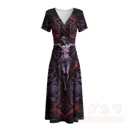 Modakawa Maxikleid mit gotischem Figurenkreuz-Motiv und V-Ausschnitt - image 3