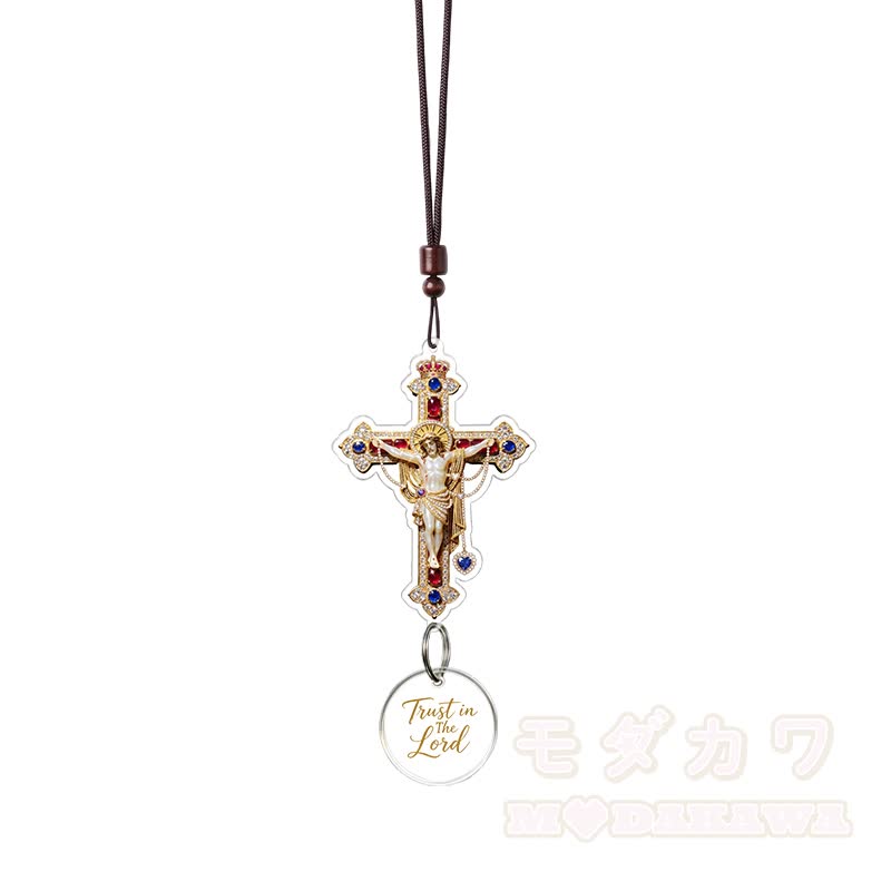 Vertraue auf den Herrn – Vintage-Kreuz-Autoanhänger - Mehrfarbig - image 3