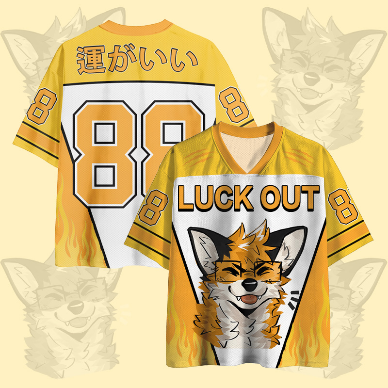 MODAKAWA X atka LUCK OUT Brille Fuchs Nummer Grafik Vintage Mesh Jersey T-Shirt - Yellow - 4XL - image 2