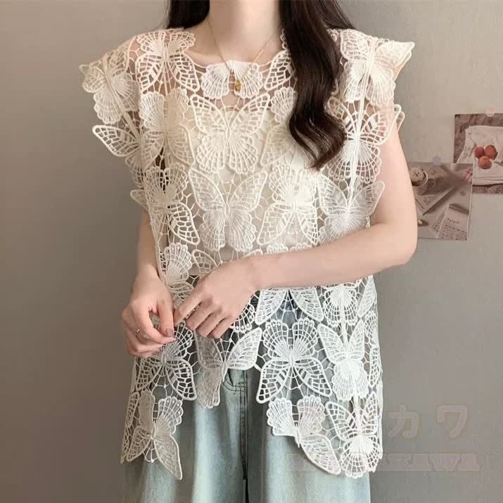Transparente Strandjacke mit Schmetterlingsspitze - image 4