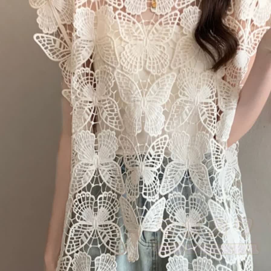 Transparente Strandjacke mit Schmetterlingsspitze - image 6
