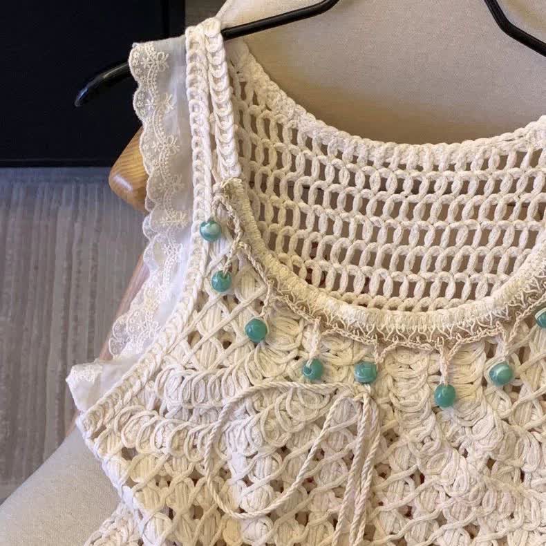Boho-Tanktop mit Häkelfransen, ärmellos, Strandtop - image 2