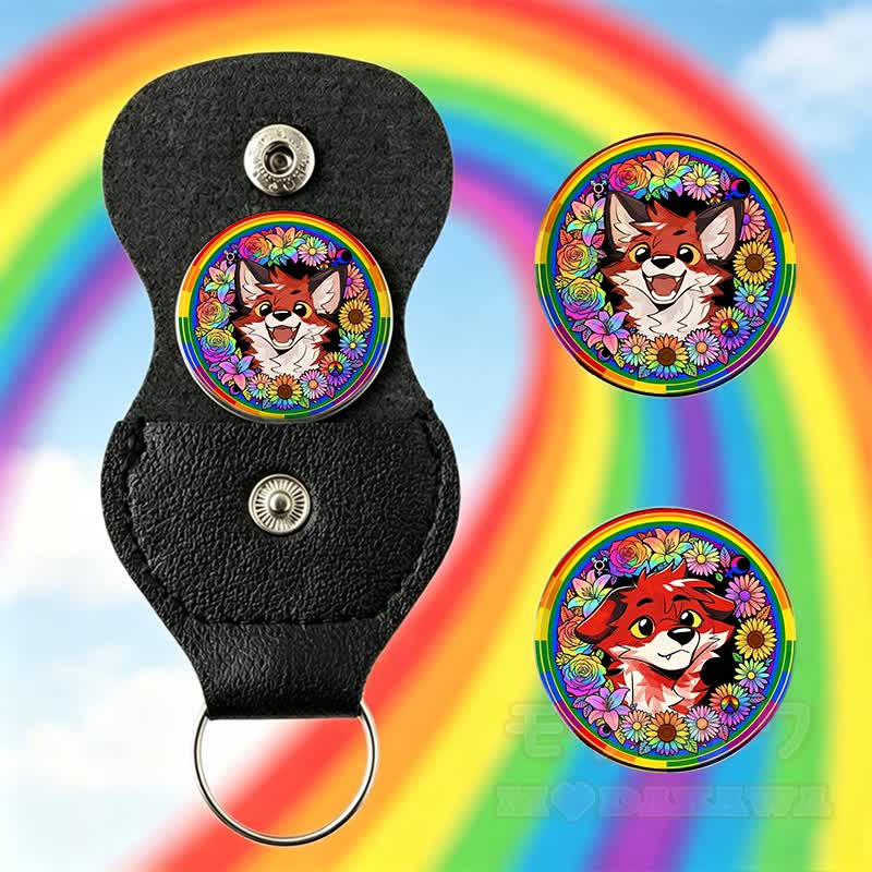 MODAKAWA X atka Regenbogen-Rotfuchs-Schlüsselanhänger Taschenumarmung Geburtstagsgeschenk - image 2
