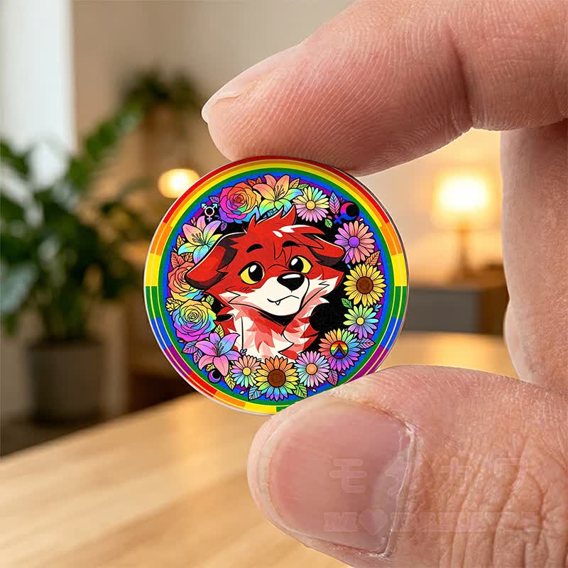 MODAKAWA X atka Regenbogen-Rotfuchs-Schlüsselanhänger Taschenumarmung Geburtstagsgeschenk - Mehrfarbig A - image 1