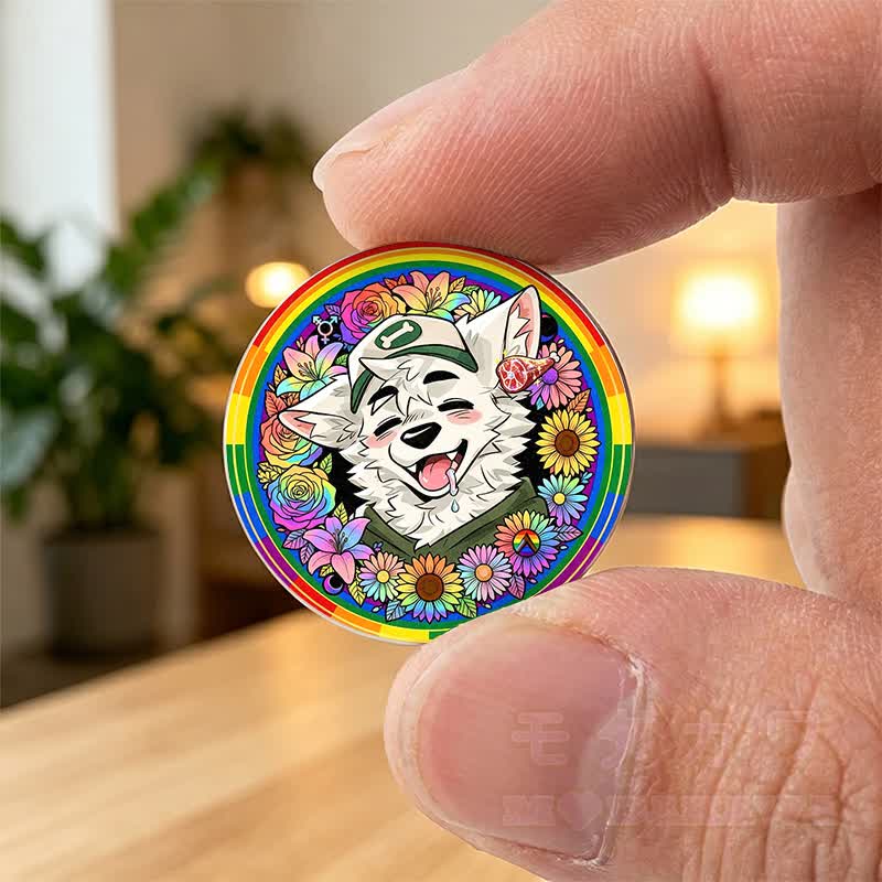 MODAKAWA X atka Regenbogenfuchs will Fleisch Schlüsselanhänger Taschenumarmung Geburtstagsgeschenk - image 1