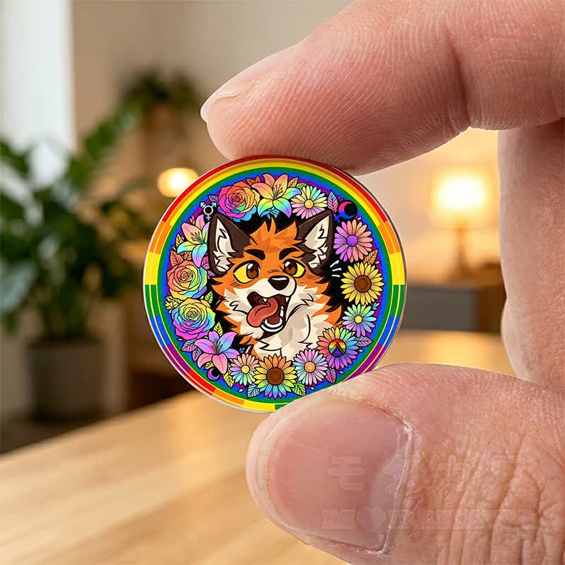 MODAKAWA X atka Regenbogen-Zunge-raus-Fuchs-Schlüsselanhänger Taschenumarmung Geburtstagsgeschenk - image 2