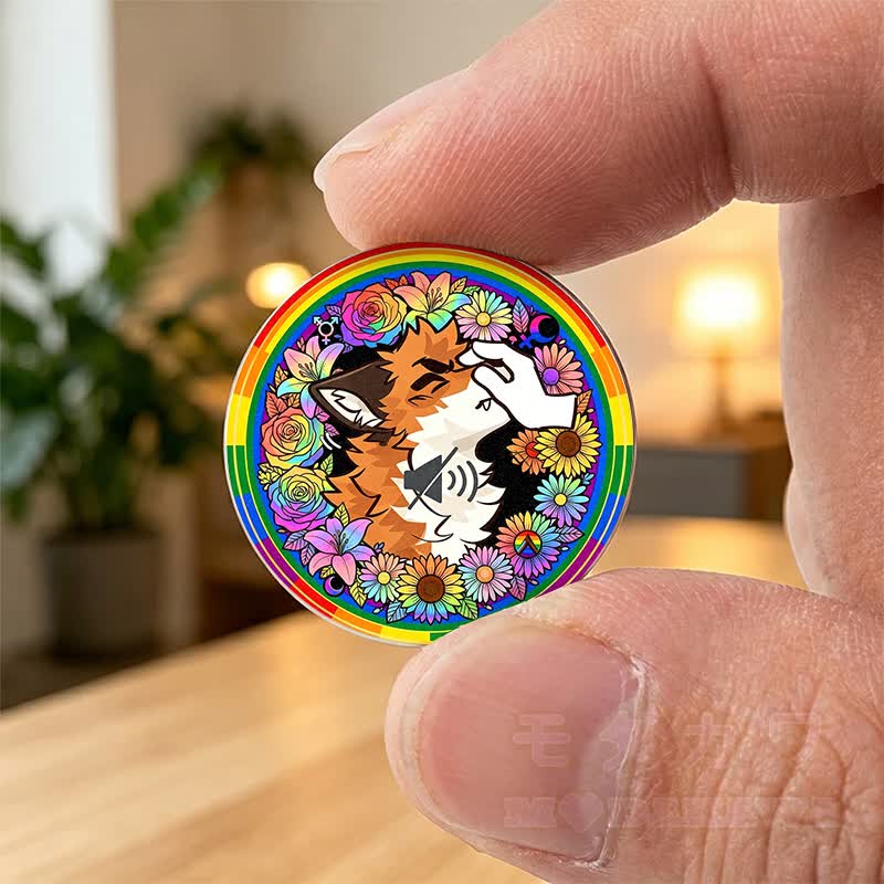 MODAKAWA X atka Regenbogen-Kneiffuchs-Schlüsselanhänger Taschenumarmung Geburtstagsgeschenk - image 1