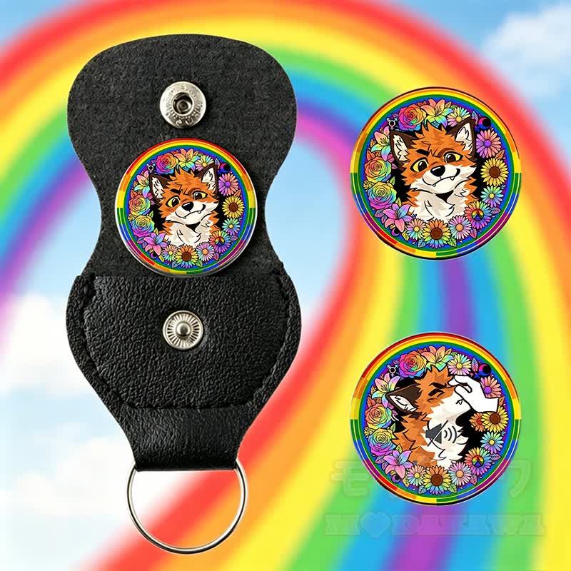 MODAKAWA X atka Regenbogen-Kneiffuchs-Schlüsselanhänger Taschenumarmung Geburtstagsgeschenk - Mehrfarbig - image 2