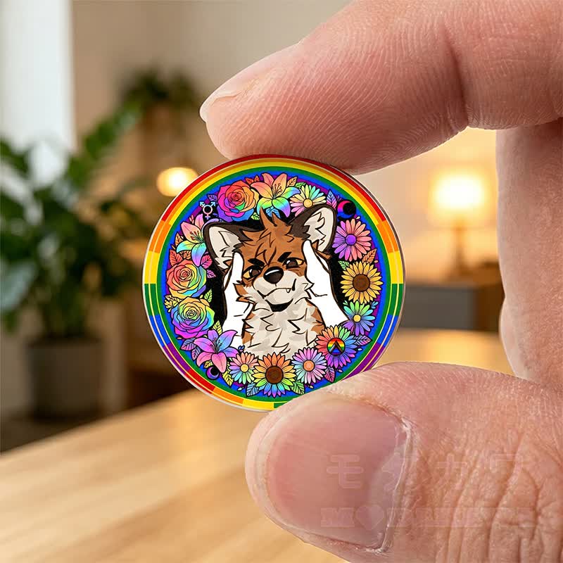 MODAKAWA X atka Regenbogen-Schlüsselanhänger mit Fuchsgesicht, Taschenumarmung, Geburtstagsgeschenk - image 1