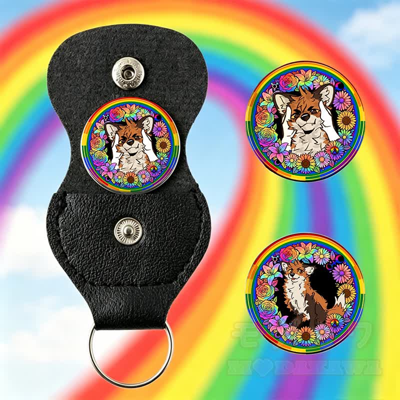 MODAKAWA X atka Regenbogen-Schlüsselanhänger mit Fuchsgesicht, Taschenumarmung, Geburtstagsgeschenk - Mehrfarbig - image 2
