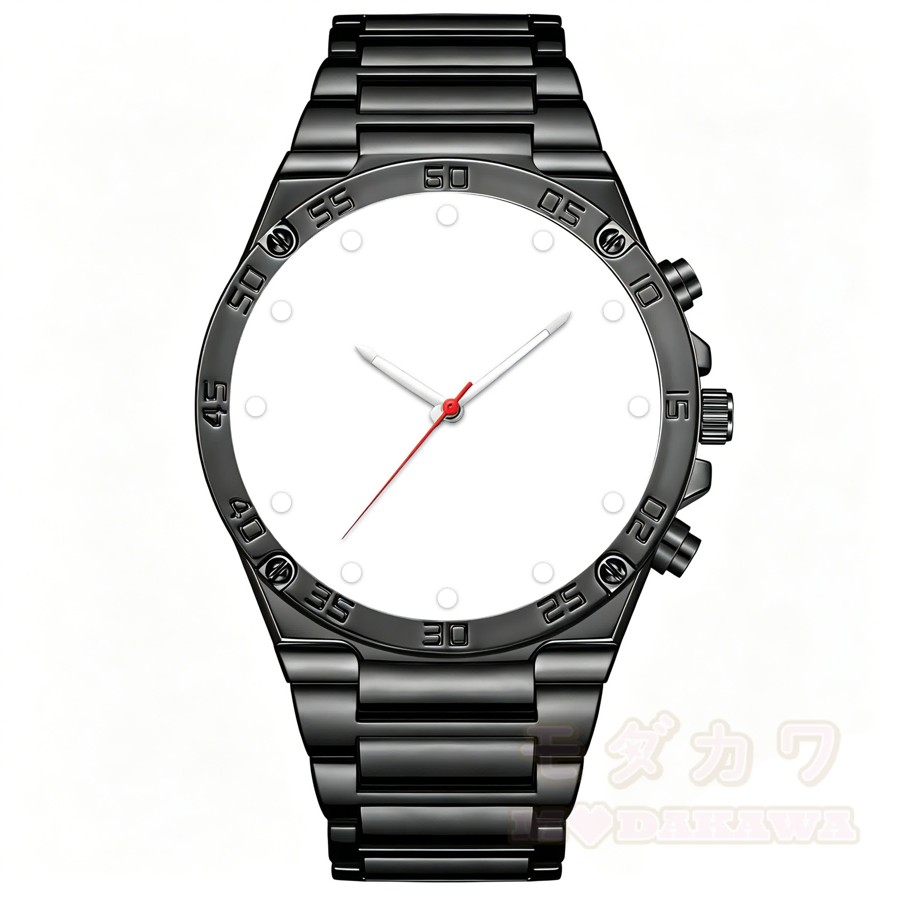 Englischer Kalender, Leuchtzeiger, diamantförmiger Spiegel, Herrenuhr - Schwarz - image 3