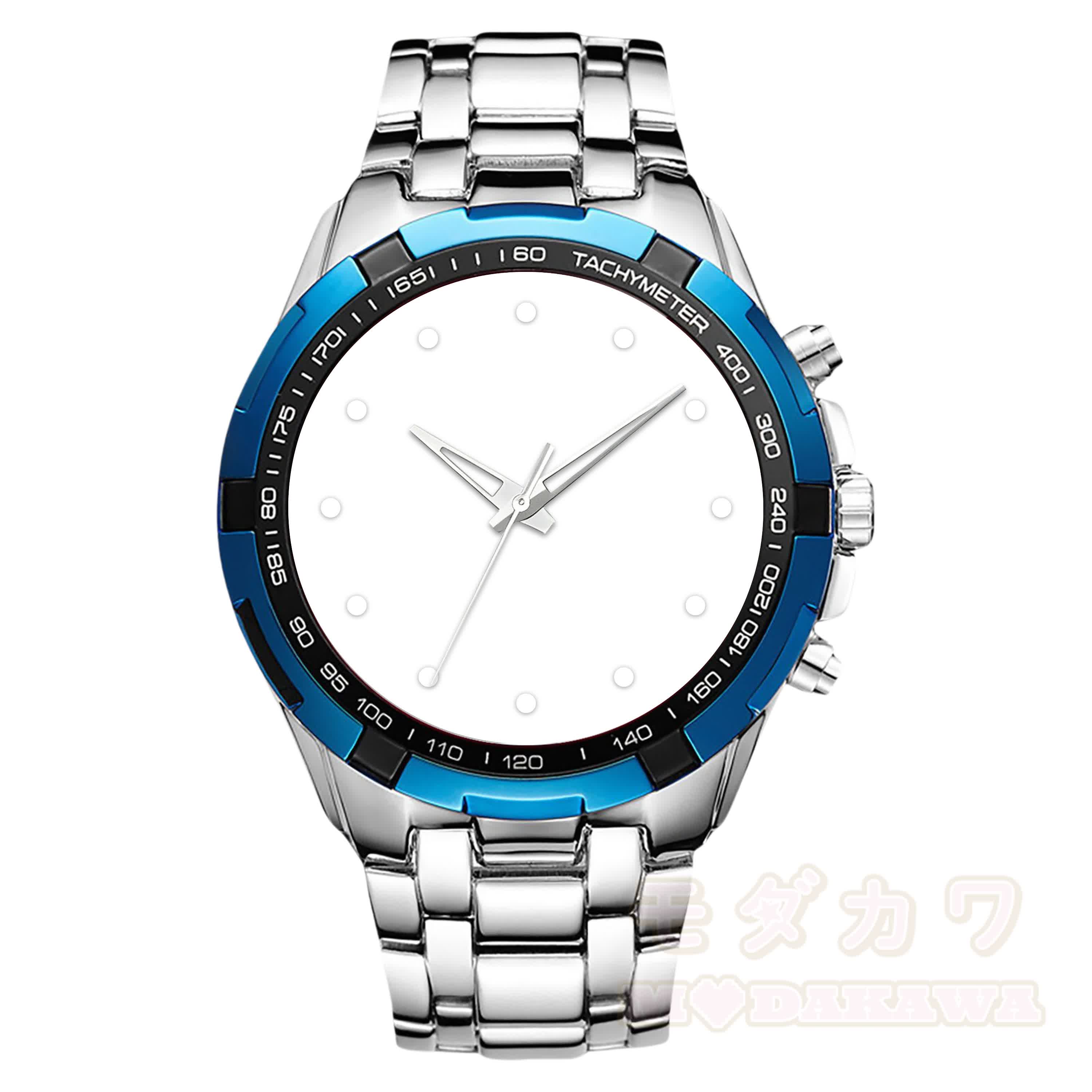 Personalisierte Fotouhr, individuelles Zifferblatt, Metallarmbanduhr - Blau - image 6