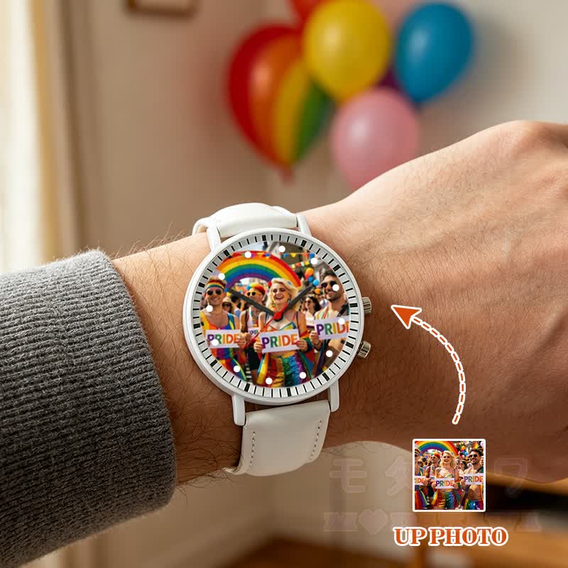 Personalisierte Fotouhr mit individuellem Zifferblatt und Armband - image 1