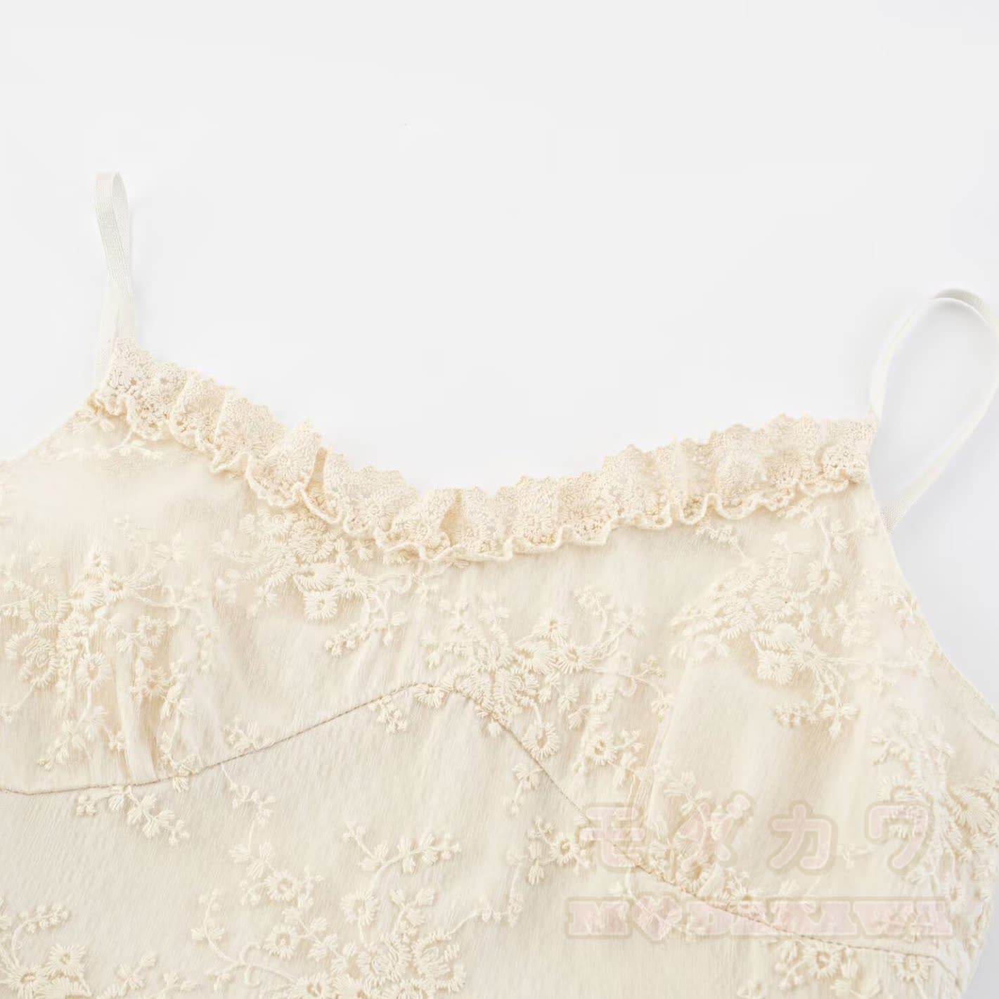 Spitzen-Stufenkleid mit Spaghettiträgern und Rüschen, Fairycore-Sommer-Strandkleid - image 3