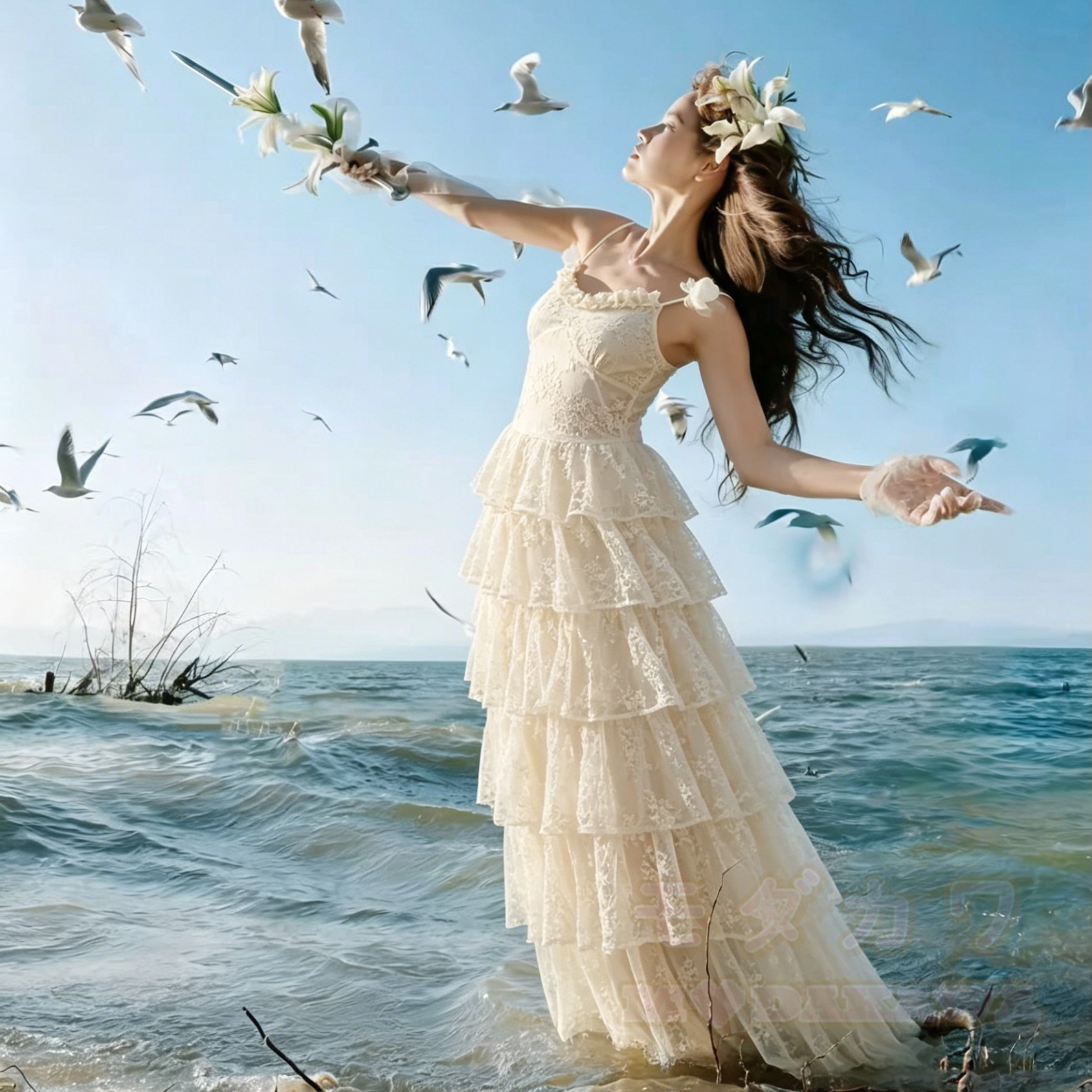 Spitzen-Stufenkleid mit Spaghettiträgern und Rüschen, Fairycore-Sommer-Strandkleid - image 1