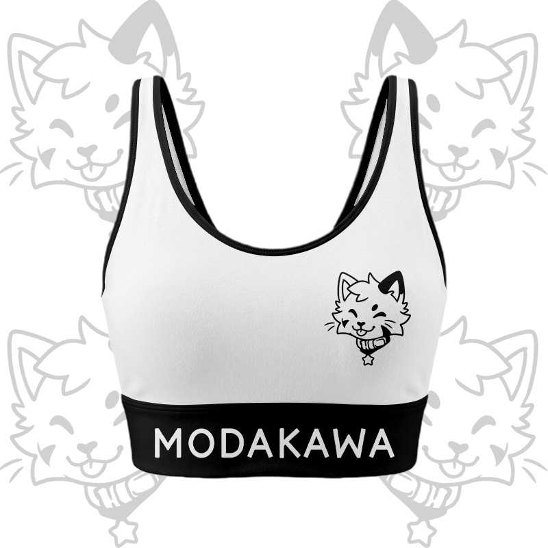 Kitty Graphic Crop Tank Sport Top Shorts Bikini Modakawa Matching Outfit - White Top - 5XL - image 2