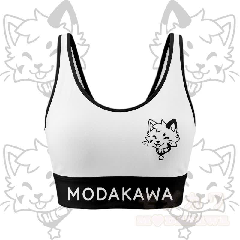 Kitty Graphic Crop Tank Sport Top Shorts Bikini Modakawa Matching Outfit - Weißes Oberteil - 4XL - image 2