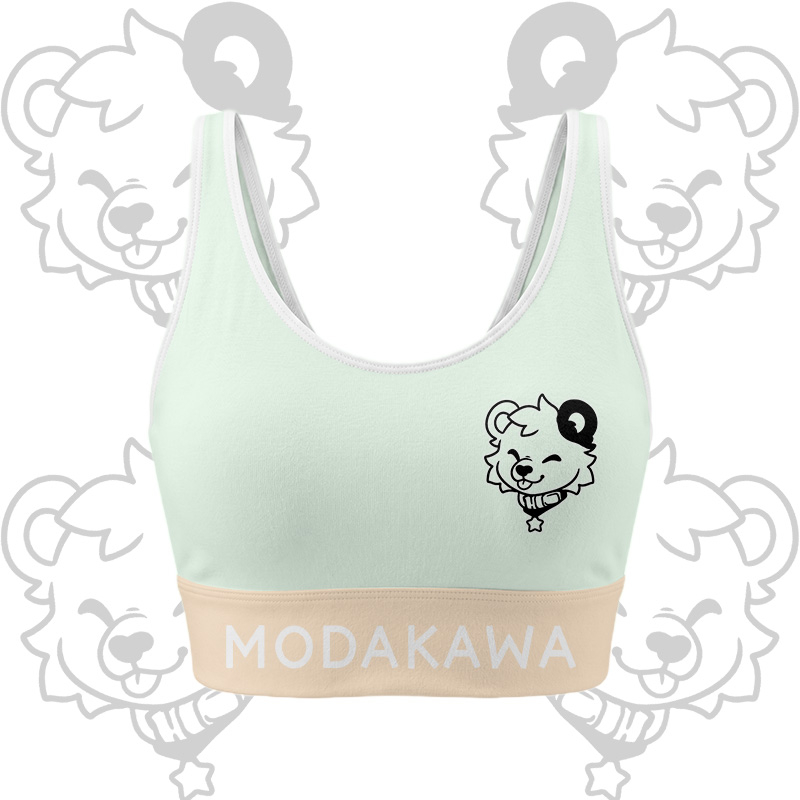Bären-Grafik Crop Tank Sport Top Shorts Bikini Modakawa passendes Outfit - Green Top - 5XL - image 2